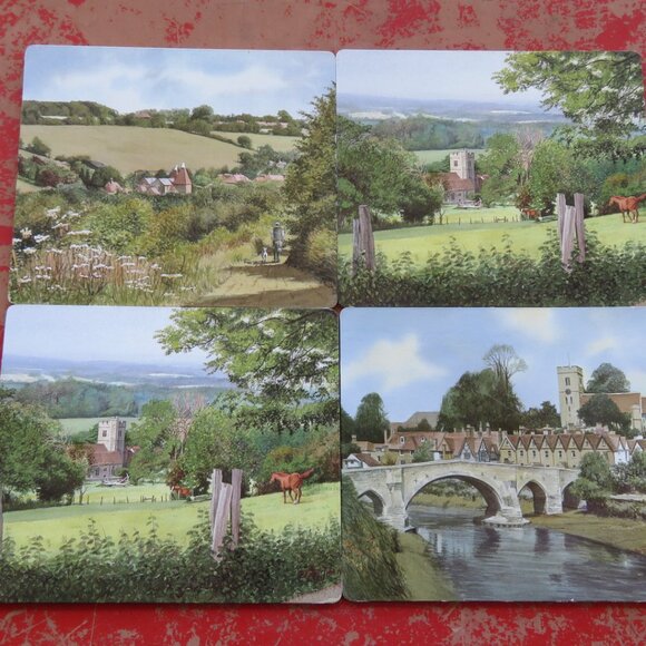 Set 4 Tablemats Watercolour Scenes of Kent England (K713) - Picture 1 of 9
